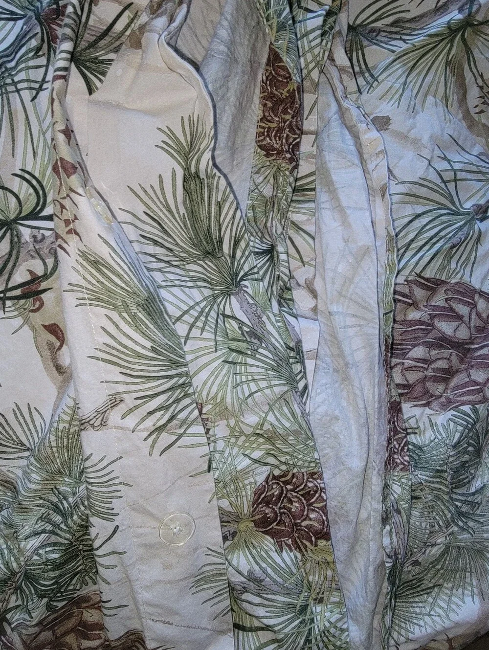 Pottery Barn Snow Pine Duvet Cotton Green, Brown, Cream Queen/Full